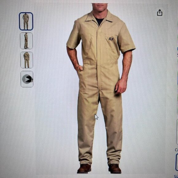 DICKIES Coveralls Khaki Men's XL Regular Work Wear Short Sleeves Utility - Picture 2 of 15